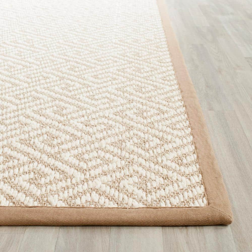 Natural Fiber 6' x 9' Beige and White Sisal Area Rug