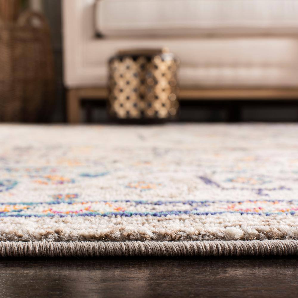 Elysian Grey-Blue Synthetic 10' Round Area Rug for Easy Care