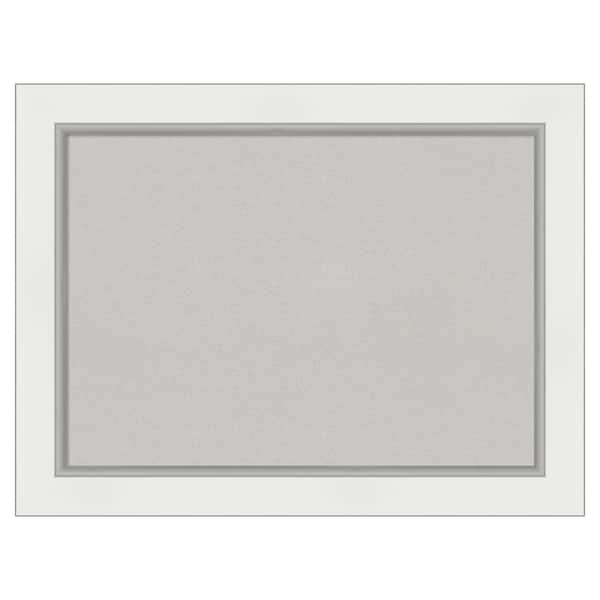 Amanti Art Eva White Silver Framed Grey Corkboard 33 in. x 25 in Bulletin Board Memo Board