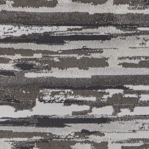 2 x 7 Gray, Ivory Abstract Runner Rug