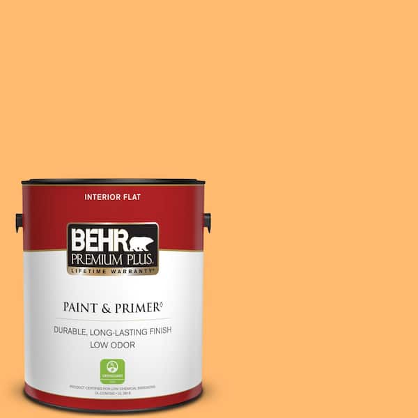 BEHR PREMIUM PLUS 1 gal. #P240-5 Cheese Puff Flat Low Odor Interior Paint & Primer