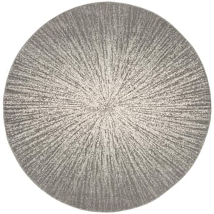 Evoke Dark Gray/Ivory Doormat 3 ft. x 3 ft. Round Modern Geometric Area Rug