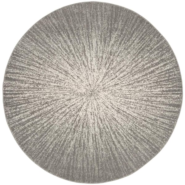 SAFAVIEH Evoke Dark Gray/Ivory 3 ft. x 3 ft. Round Modern Geometric Area Rug