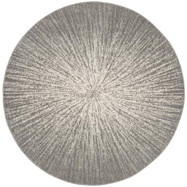 Evoke 5 ft. x 5 ft. Dark Gray/Ivory Abstract Round Rug