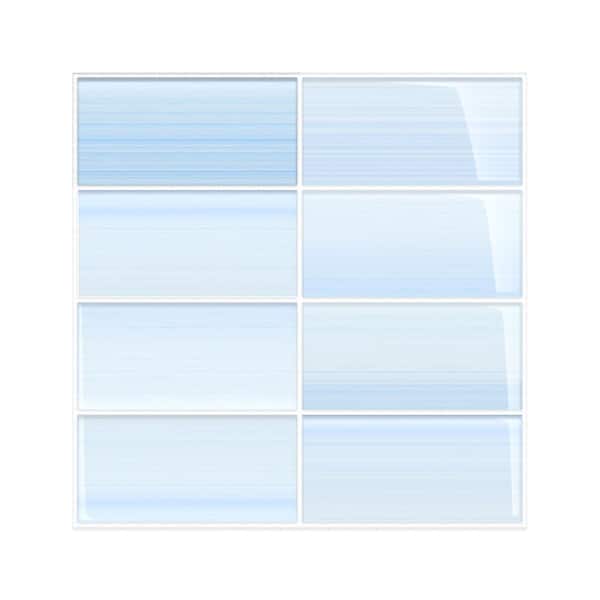 Bodesi Big Blue Glass Tile for Kitchen Backsplash and Showers - 3 in. x 6 in. Tile Sample
