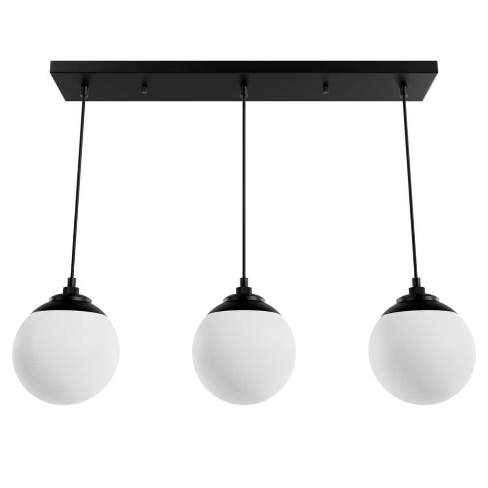 Matte Black 31.25" Glass Linear Pendant Light