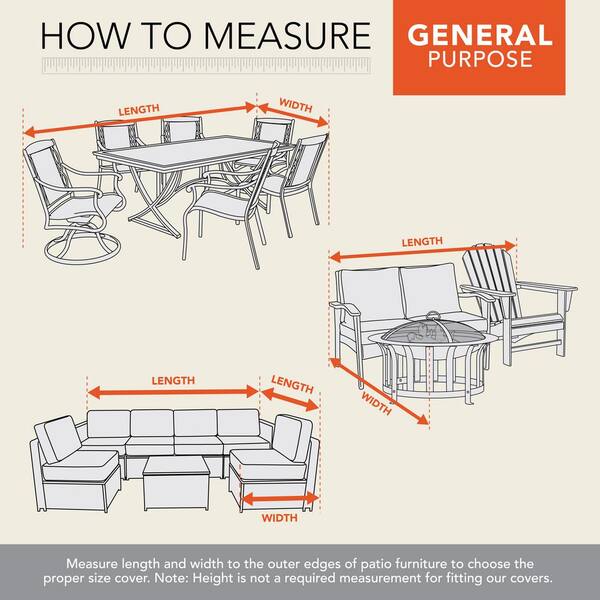 Garrison Waterproof Rectangle Outdoor Patio Dining Table And Chairs Cover 64 In W X 108 In D X 34 In H Heather Gray 3005 The Home Depot