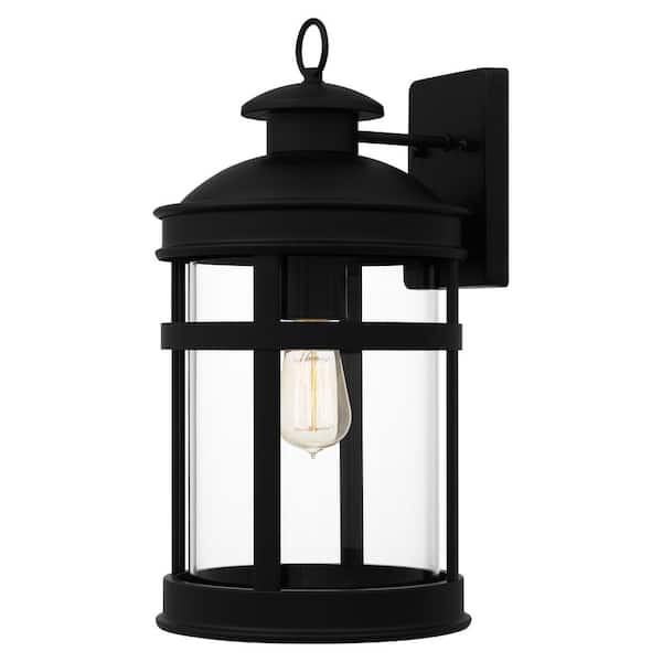 Quoizel Scout 1-Light Matte Black Outdoor Wall Lantern with Clear Glass