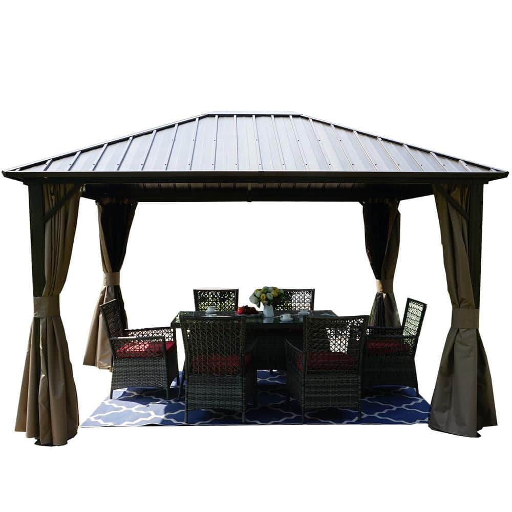 Rosana Brown Aluminum 12x10 Permanent Patio Gazebo