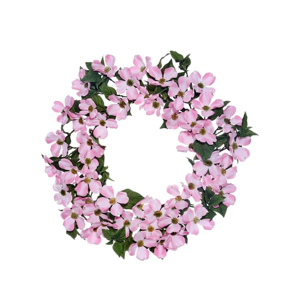 Regency International North American 20 in. Pink Artificial Dogwood Wreath 20 in.