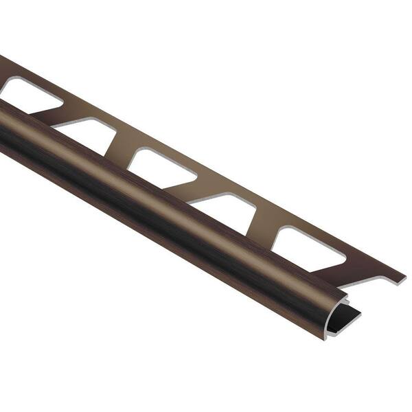 Schluter Systems Rondec Brushed Antique Bronze Anodized Aluminum 3/8 in. x 8 ft. 2-1/2 in. Metal Bullnose Tile Edging Trim