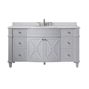 Bergeron 60 in. W x 22 in. d Bath Vanity in Dove Grey with Cultured Stone Vanity Top in White with White Basin