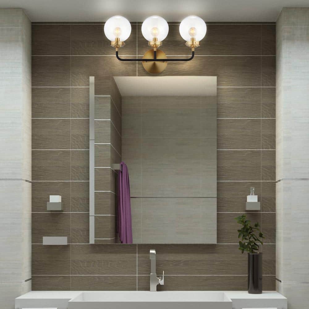 Caleb 3-Light 22" Antique Black & Brass Vanity Wall Sconce