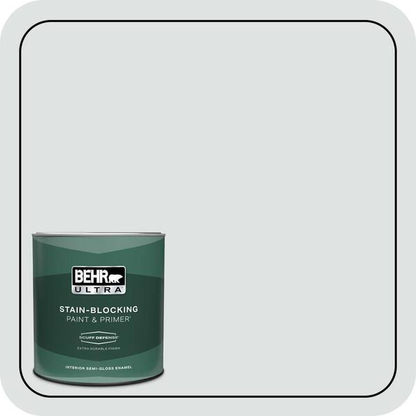 BEHR ULTRA 1 qt. #W-F-520 Ash White Extra Durable Semi-Gloss Enamel Interior Paint & Primer