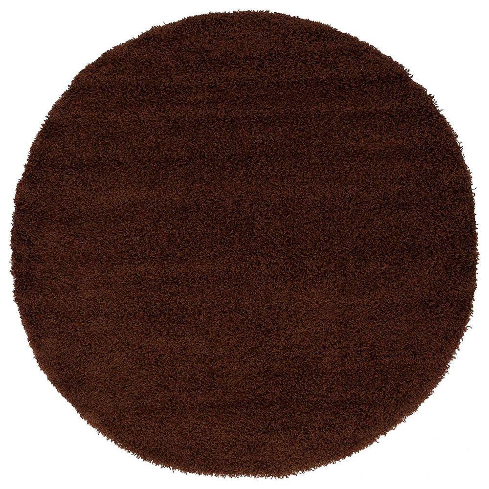 Brown ​Polypropylene 6 ft. x 6 ft. Solid Color Indoor Round Area Rug