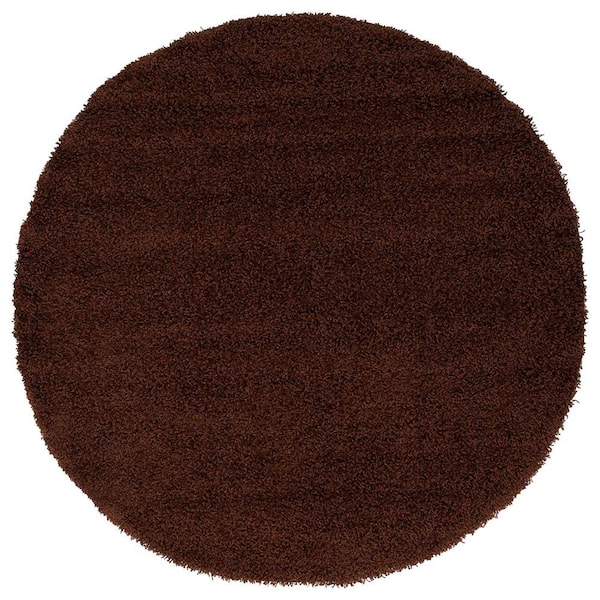 Unbranded Brown ​Polypropylene 6 ft. x 6 ft. Solid Color Indoor Round Area Rug