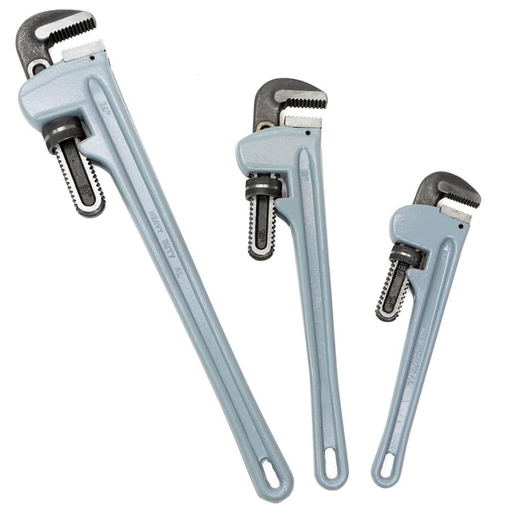 Stalwart 3-Piece Heavy Duty Pipe Wrench Set with Storage Pouch