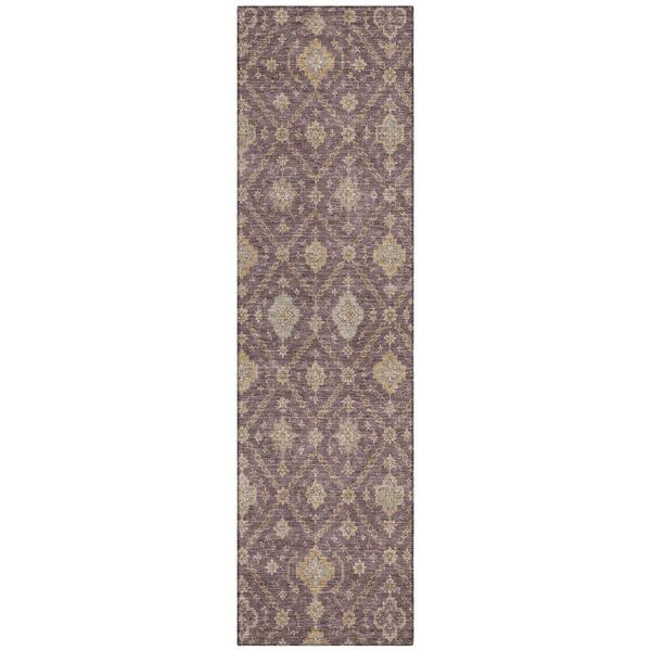 Chantille Machine Washable Indoor/Outdoor Abstract ACN3131 Plum 2 ft. x 7 ft. Runner Rug
