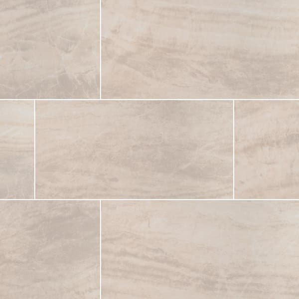 Pavia Cream 24 in. x 48 in. Polished Porcelain Floor and Wall Tile (7-Cases/112 sq. ft./Pallet)