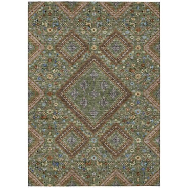 Chantille Machine Washable Indoor/Outdoor Abstract ACN2459 Olive 3 ft. x 4 ft. Area Rug