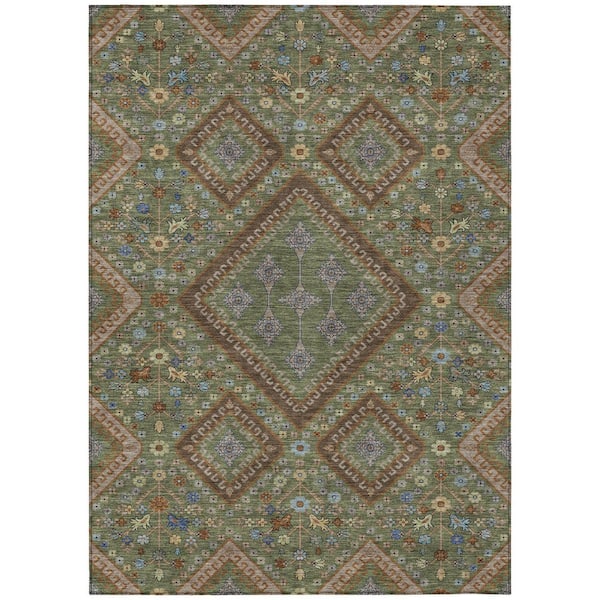 Chantille Machine Washable Indoor/Outdoor Abstract ACN2459 Olive 9 ft. x 12 ft. Area Rug