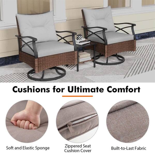 Costway 3-Piece Metal Outdoor Bistro Swivel Rocker Set with Costway 3-Piece Metal Outdoor Bistro Swivel Rocker Set with