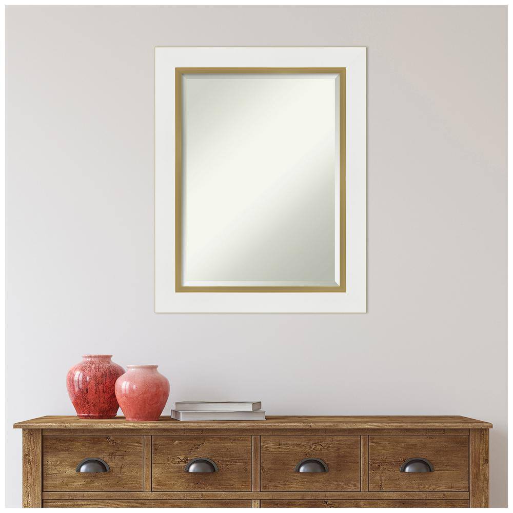 Eva White and Gold Rectangular Wall Mirror
