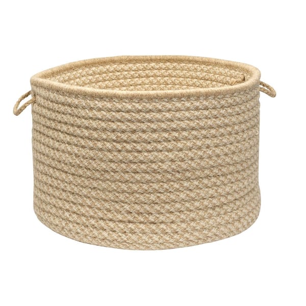 Colonial Mills Natural Wool 18 in. x 18 in. x 12 in. Dogstooth Basket in Tea