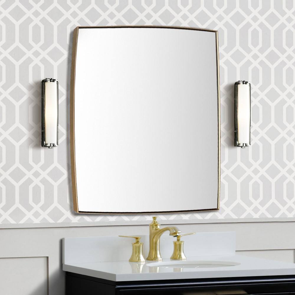 Rectangular Gold Steel Bathroom Vanity Mirror