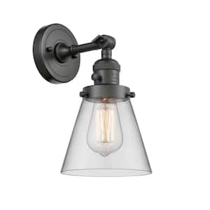 Cone 6.25 in. 1-Light Oil Rubbed Bronze Wall Sconce with Clear Glass Shade with On/Off Turn Switch