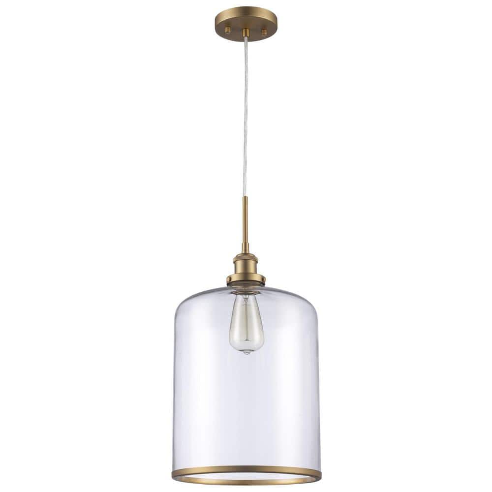 Antique Gold Glass Jar Pendant Light with LED
