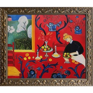 Armonia Rojo with Elegant Gold Frame by Henri Matisse Framed Wall Art 30 in. x 26 in.