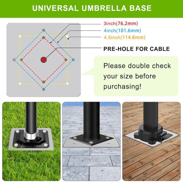 in ground umbrella base mount for market/patio umbrellas Patio quality tough reinforced industrial grade materials Itopfox Heavy Duty In-Ground Steel