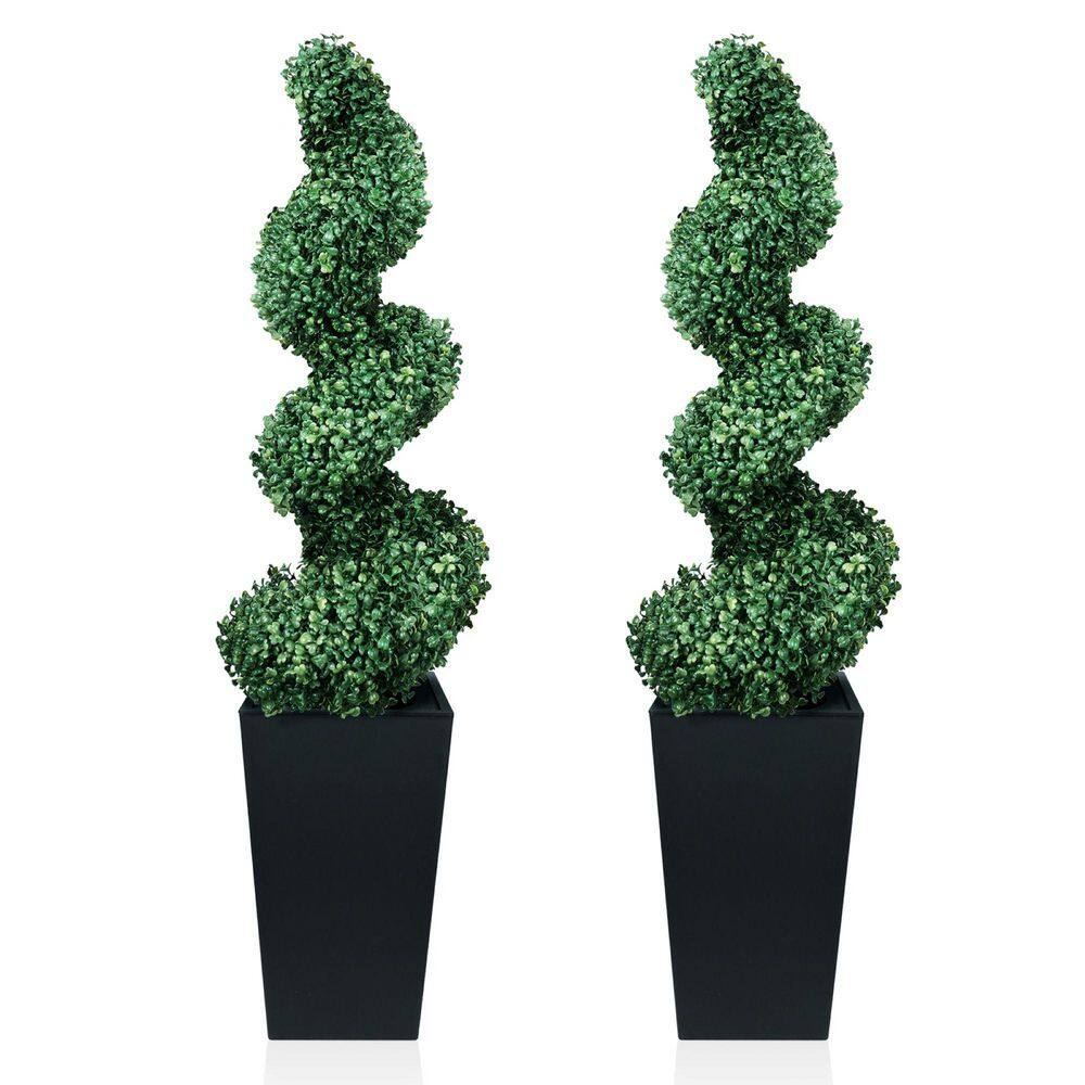 3 ft. Artificial Spiral Topiary Trees w/Black Planter Faux Plant Outdoor UV-Resistant for Indoor/Porch/Garden (Set of 2) price history on PriceWatchPro