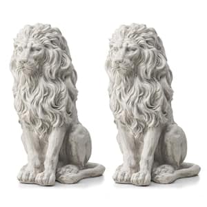 20.75 in. H MGO White Guardian Sitting  Statue (Set of 2)