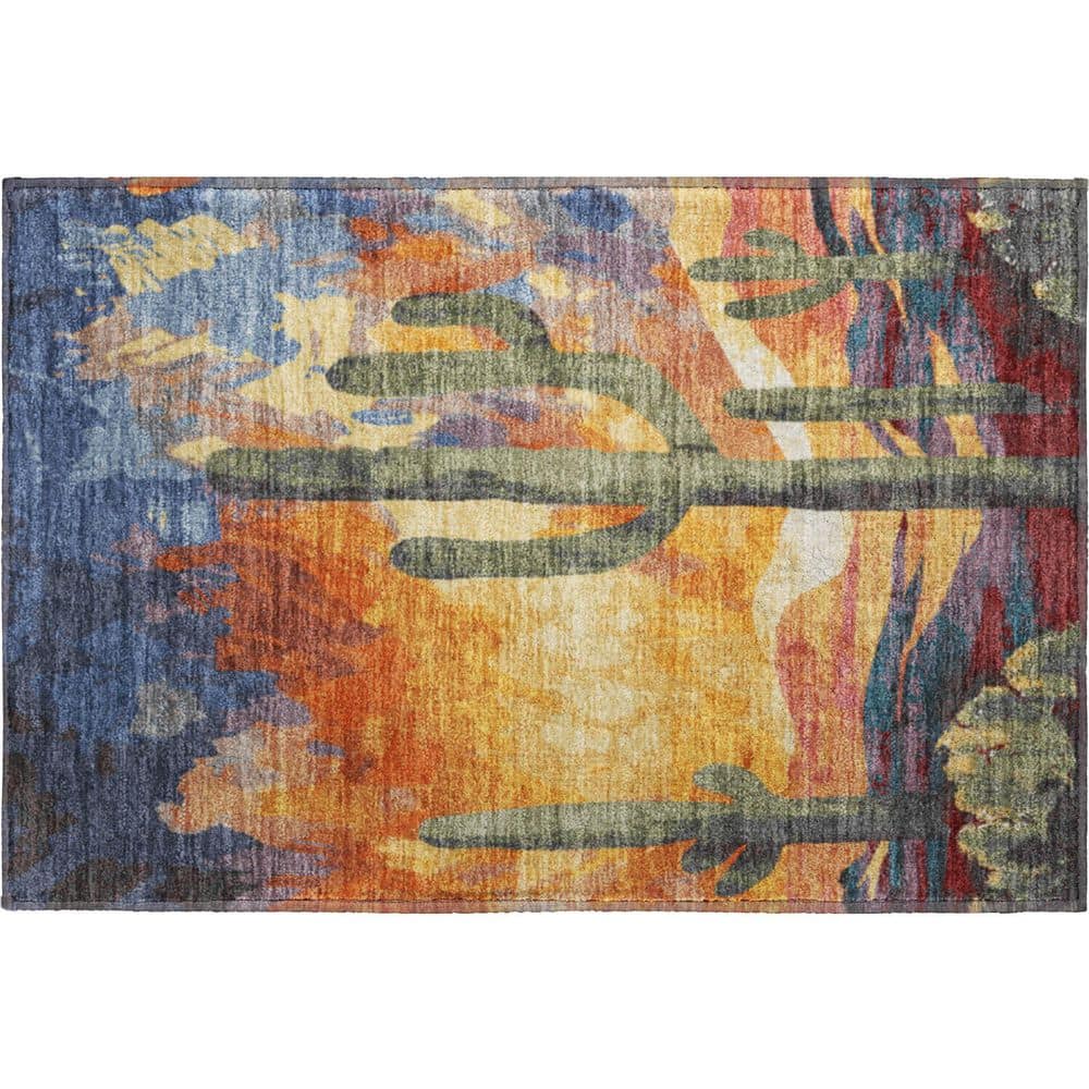 Mayfield Premium Machine Washable Abstract AMF2337 Terracotta 3 ft. x 4 ft. Area Rug price history on PriceWatchPro