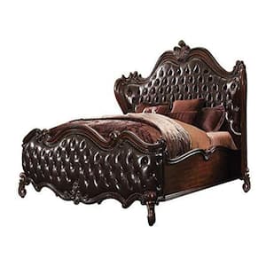 Amelia Dark Brown Wood Frame Queen Platform Bed with Upholstered