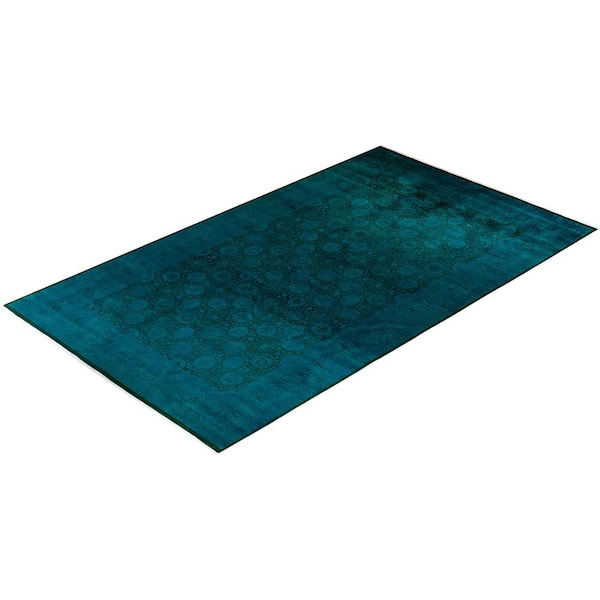 Overdyed Green 8 ft. x 14 ft. Solid Wool Indoor Area Rug