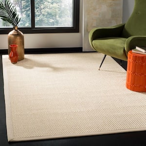 Natural Fiber Ivory/Light Beige 4 ft. x 6 ft. Border Area Rug