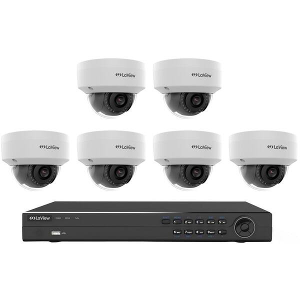 LaView 8-Channel Full HD 4MP IP Indoor/Outdoor Surveillance 4TB 4K Output NVR System (6) Dome Cameras with Remote Viewing