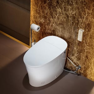 Elongated Bidet Toilet 1.28 GPF in White with Auto Open,Auto Close, Foot Sensor Operation, Auto Flush and seat Included