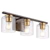 JAZAVA 20.9 in. 3 Light Oil Rubbed Bronze and Gold Finish Vanity Light ...