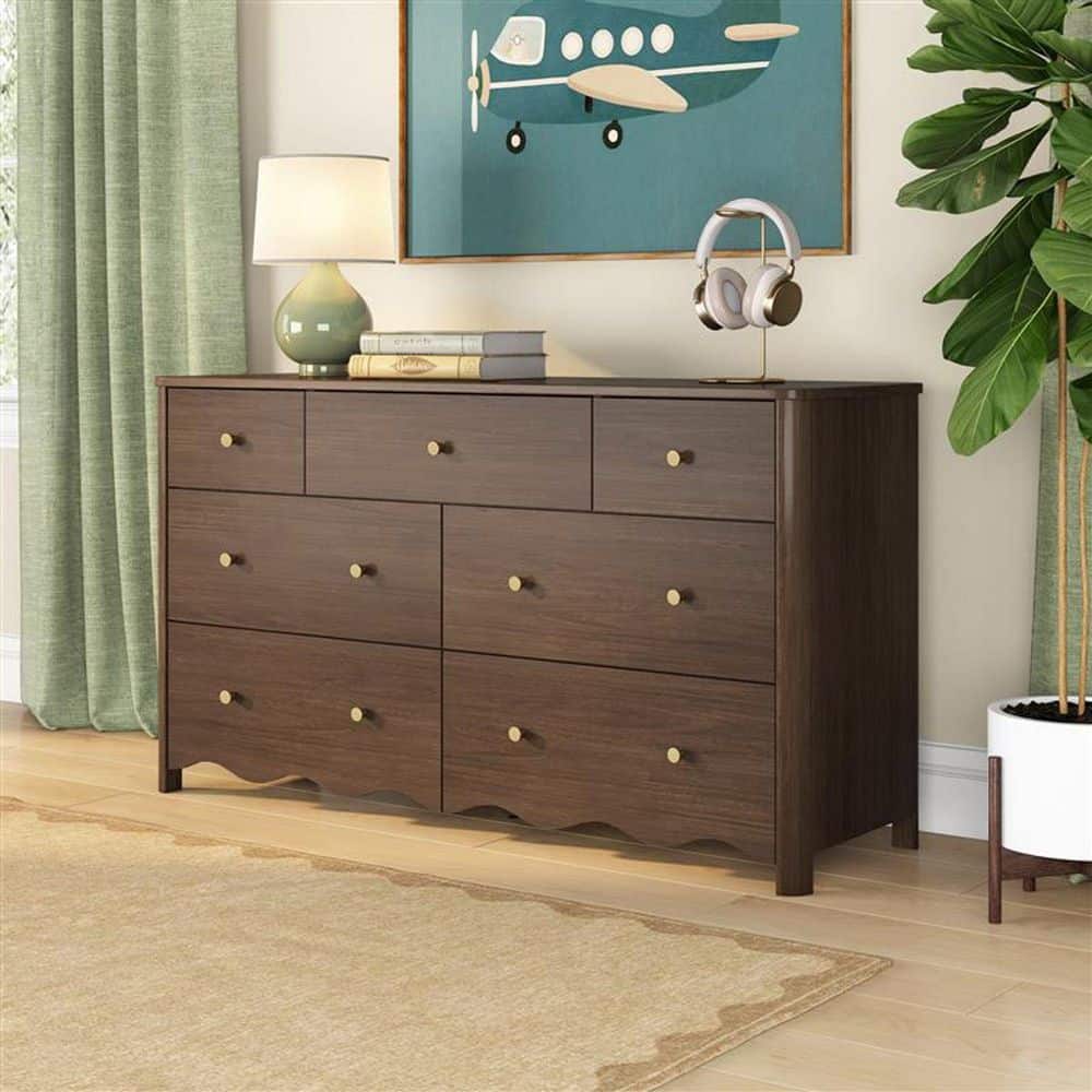 Sutton Walnut 7 Drawer 56 in. Wide Dresser price history on PriceWatchPro