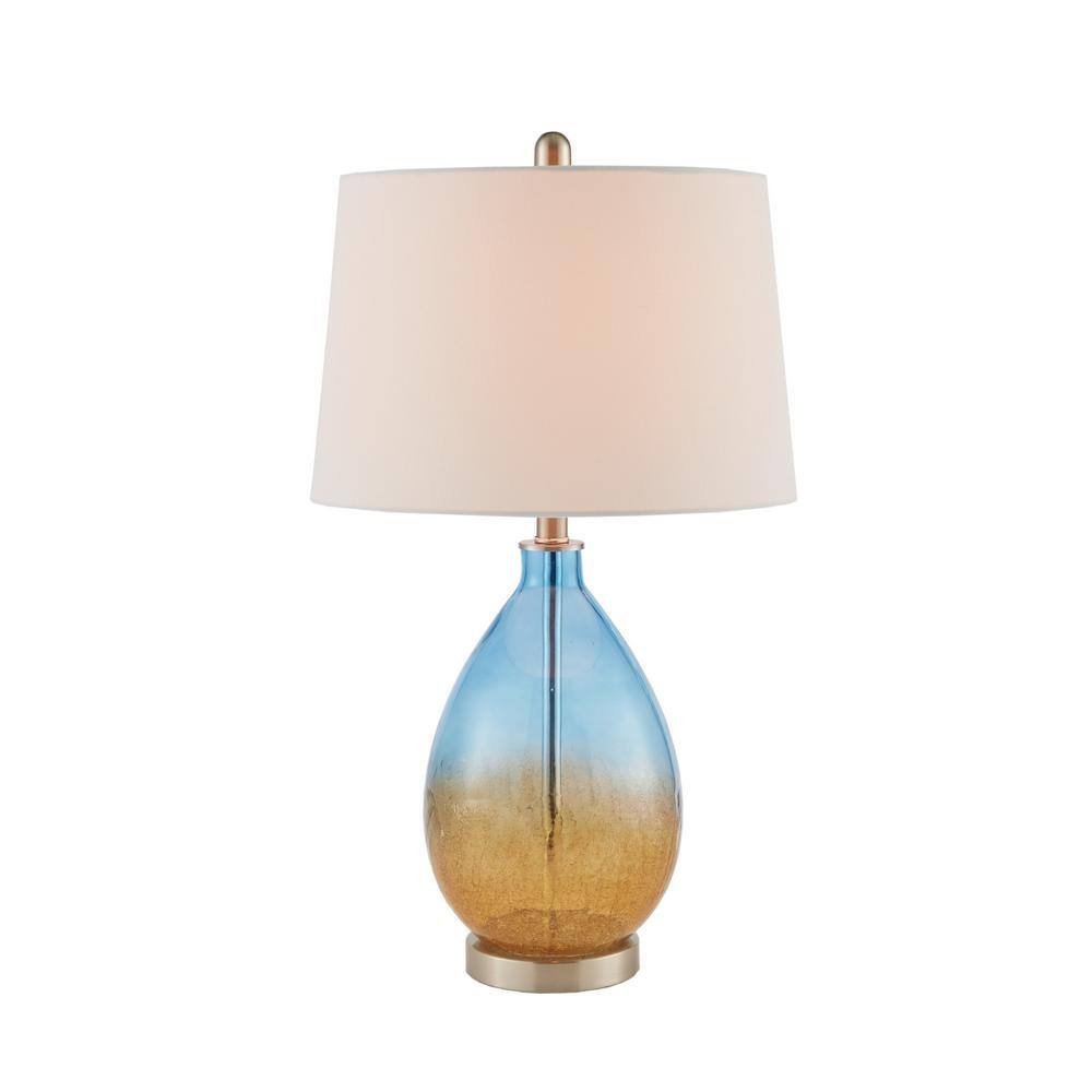 Cortina 26" Blue and Amber Ombre Glass Table Lamp Set with Drum Shade