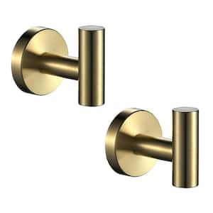 Bathroom Robe Hook and Towel Hook Wall Mounted Stainless Steel in Gold (2-Pack)