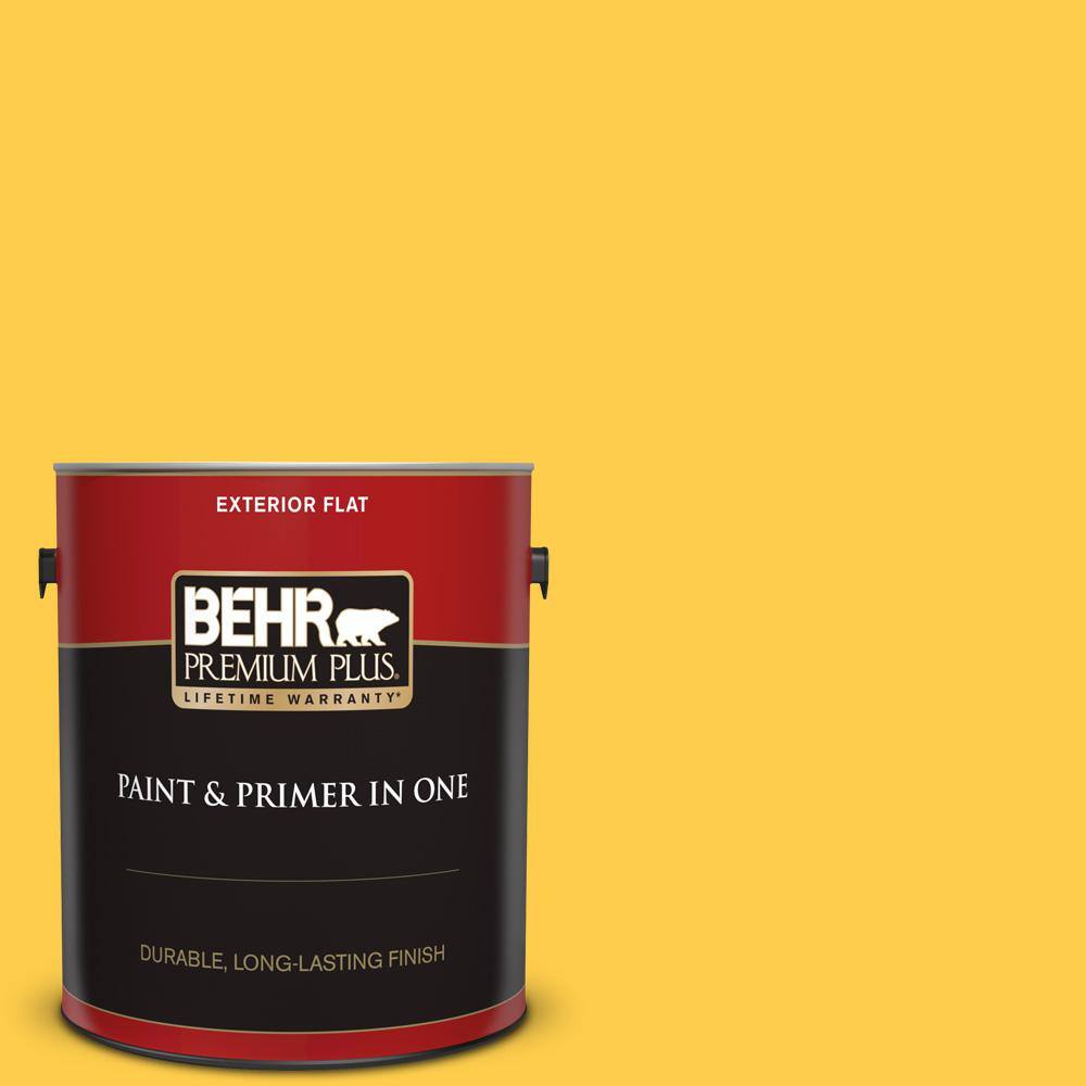 BEHR PREMIUM PLUS 1 gal. 360B6 Flame Yellow Flat BEHR PREMIUM PLUS 1 gal. 360B6 Flame Yellow Flat