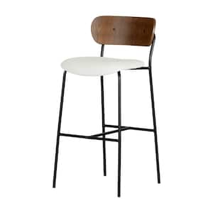 Hype 29.25 in. Cream and Brown high back wood Bar Stool Counter Stool 17 in. (Set of 2)