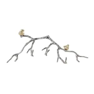 Alvada Silver and Gold Birds on Branch Wall Decor with Hooks