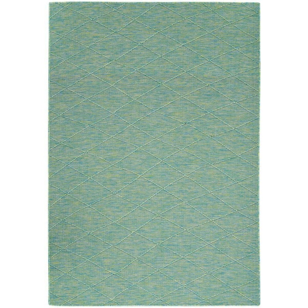 Nourison Practical Solutions Blue Green 5 ft. x 7 ft. Diamond Contemporary Area Rug