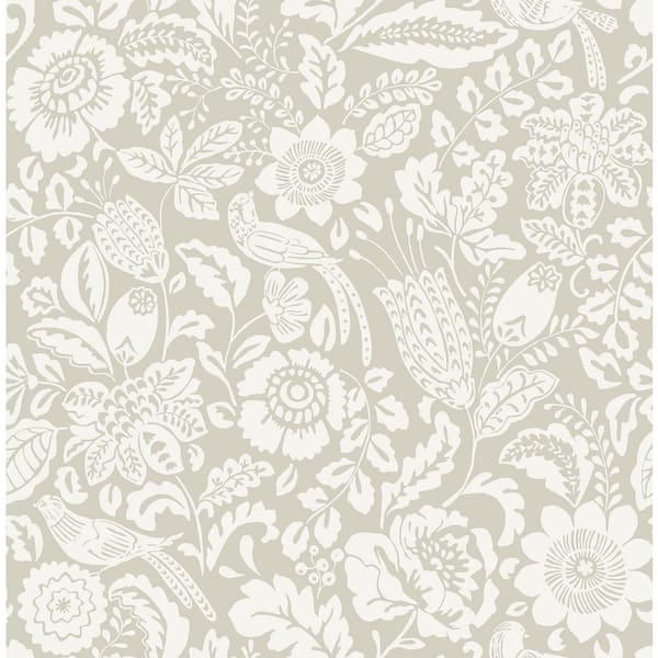 A-Street Prints Marta Beige Floral Trail Wallpaper Sample